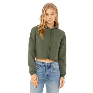 Bella + Canvas Green Cropped Fleece Hoodie Small